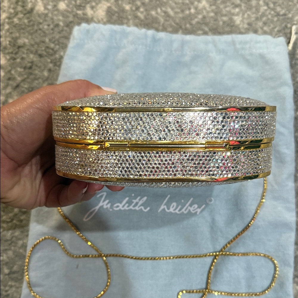 Vintage Judith Leiber Swarovski Crystal-Embellished Silver and Gold Clutch - Picture 5 of 8